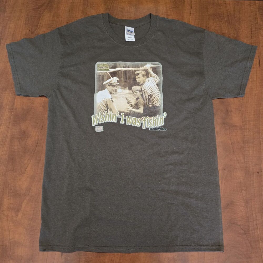 Vintage Gildan Y2K 2004 The Andy Griffith Show Wishin I Was Fishin Graphic Tee L